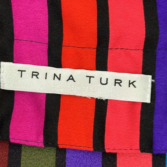 Trina Turk Womens Top Shirt size Medium Striped Boxy Popover Smooth - Picture 5 of 13